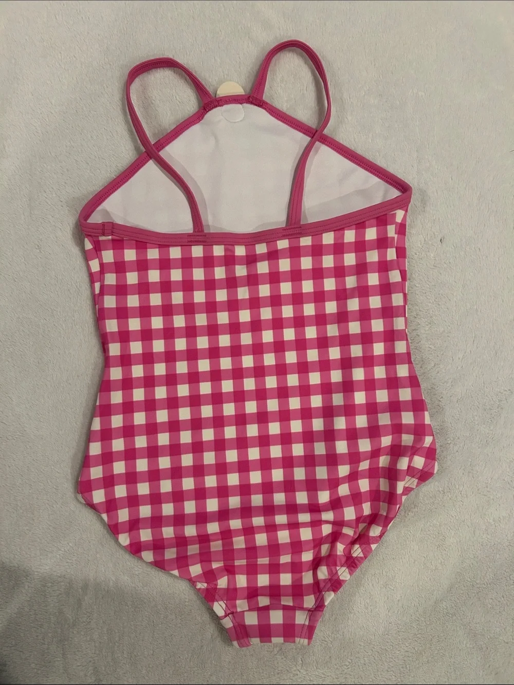 Hanna Andersson Pink Gingham One-Piece Swimsuit with Daisy Accent